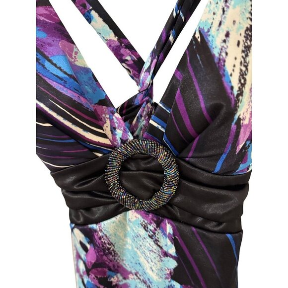 XOXO Womens Multicolor Maxi Dress Formal Gown Purple Black Medium - Picture 5 of 16